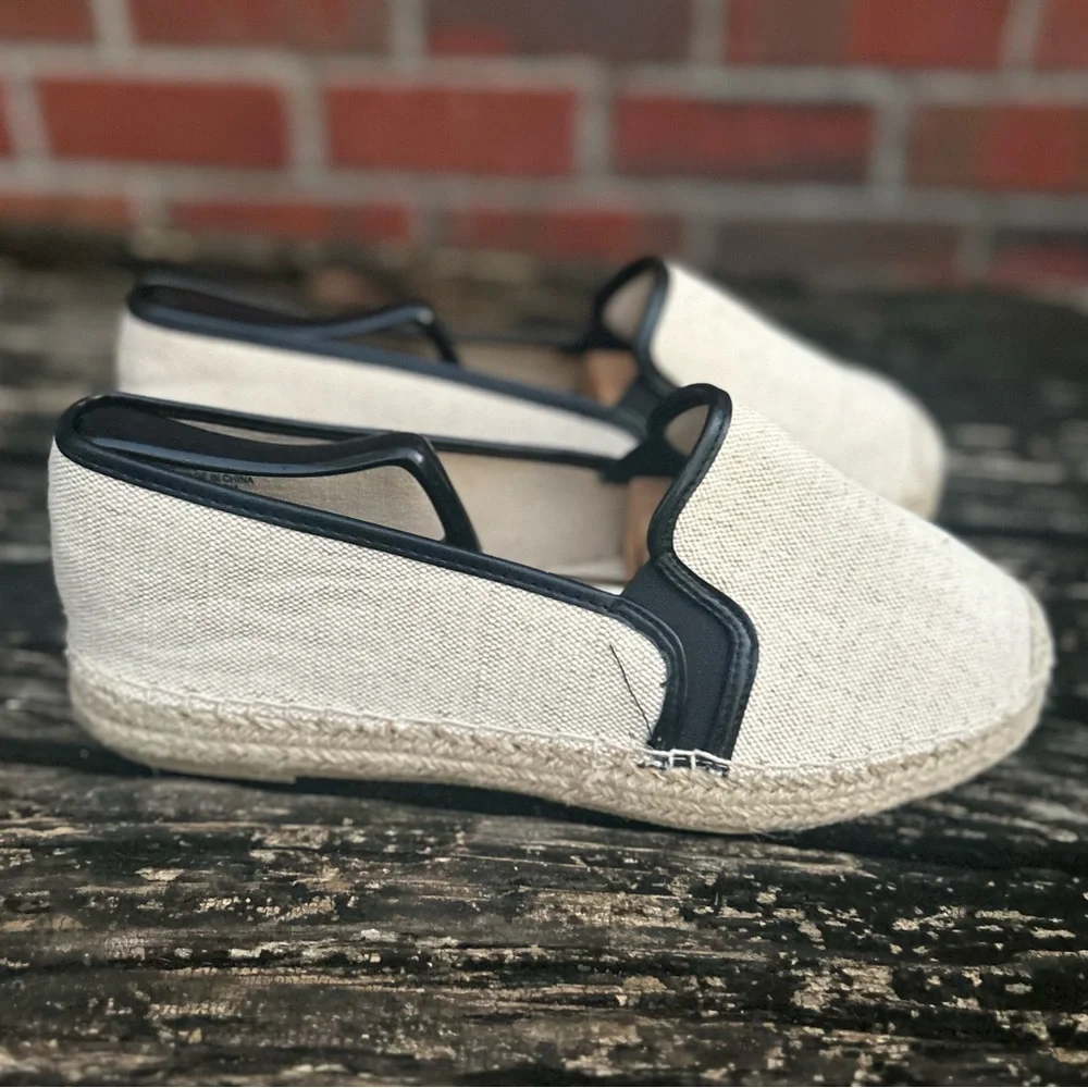 NWOB Evans Beige Edged Detail Espadrille Shoes Size 9 EEE Extra Wide Fit (UK 7)